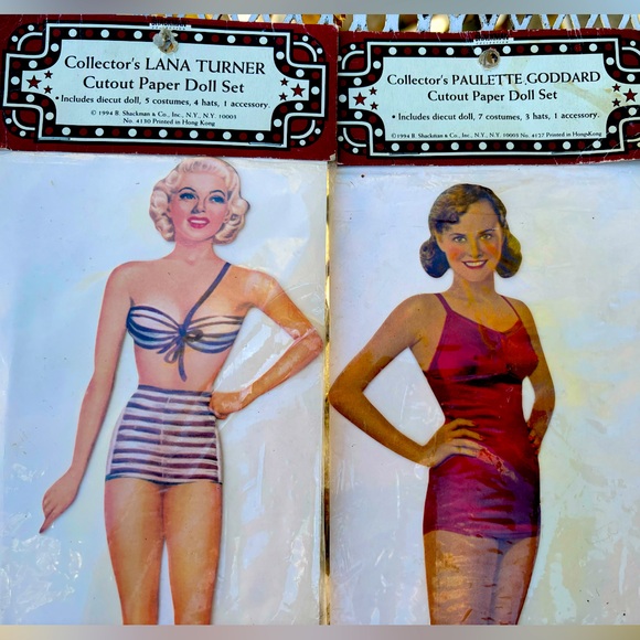 Vintage 1993 Movie Star Cutout Paper Doll Set/2 Lana Turner,Paulette Goddard - Picture 6 of 15